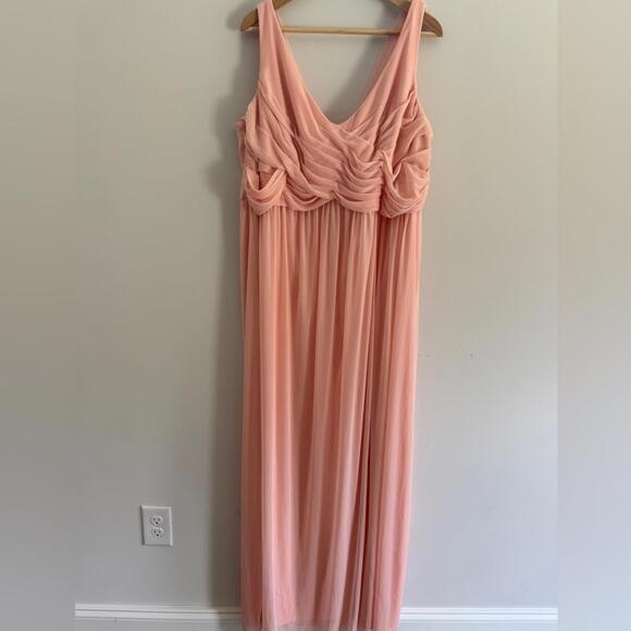 David’s Bridal Size 22 Bellini Peach Pleated Maxi Dress - Picture 3 of 7